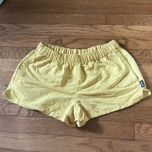 Patagonia Barely Baggies, size small, light yellow, used, no stains or holes